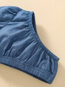 嬰兒單肩泡泡袖上衣和短褲 - 藍色 - 查看 3