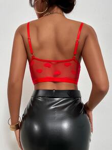Top de tirantes bustier con corazón de malla - Rojo - Ver 2