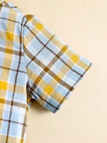 Baby Jungen Kariertes Shirt mit Schleife & Trägershorts