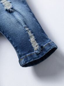 Baby Boy Ripped Bleach Wash Jeans - Medium Wash - View 4