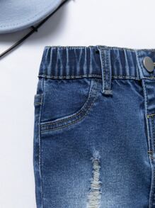 Baby Boy Ripped Bleach Wash Jeans - Medium Wash - View 6