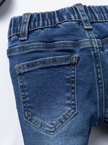 Baby Boy Ripped Bleach Wash Jeans - Medium Wash - View 7