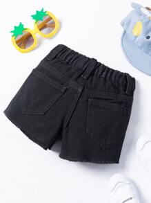 Bermudas De Mezclilla Rasgadas Para Bebé - Negro - Ver 2