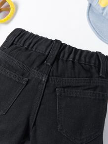 Bermudas De Mezclilla Rasgadas Para Bebé - Negro - Ver 6