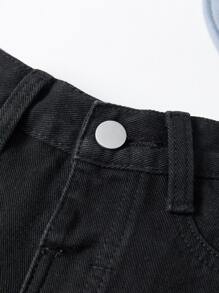 Bermudas De Mezclilla Rasgadas Para Bebé - Negro - Ver 7