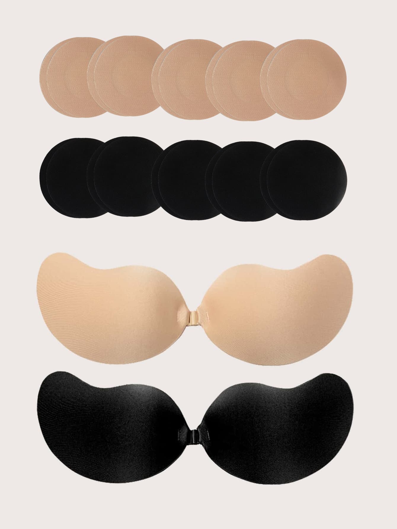 2 包纯色自粘式胸罩和 10 对乳贴胸垫 - 彩色 - 查看 1