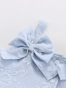 Toddler Girls Floral Textured Bow Front Cami Dress - Baby Blue - View 3