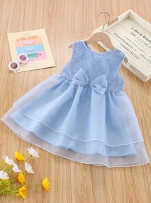 小女童前蝴蝶結歐根紗洋裝
