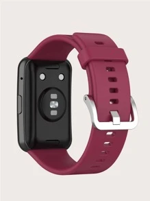 Watch Fit Solid Color Silicone Watch Band With Tool, Burgundy