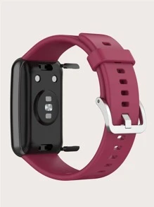 Watch Fit Solid Color Silicone Watch Band With Tool, Burgundy