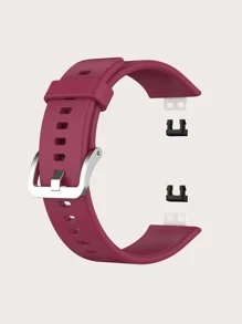 Watch Fit Solid Color Silicone Watch Band With Tool, Burgundy