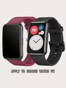 Watch Fit Solid Color Silicone Watch Band With Tool, Burgundy