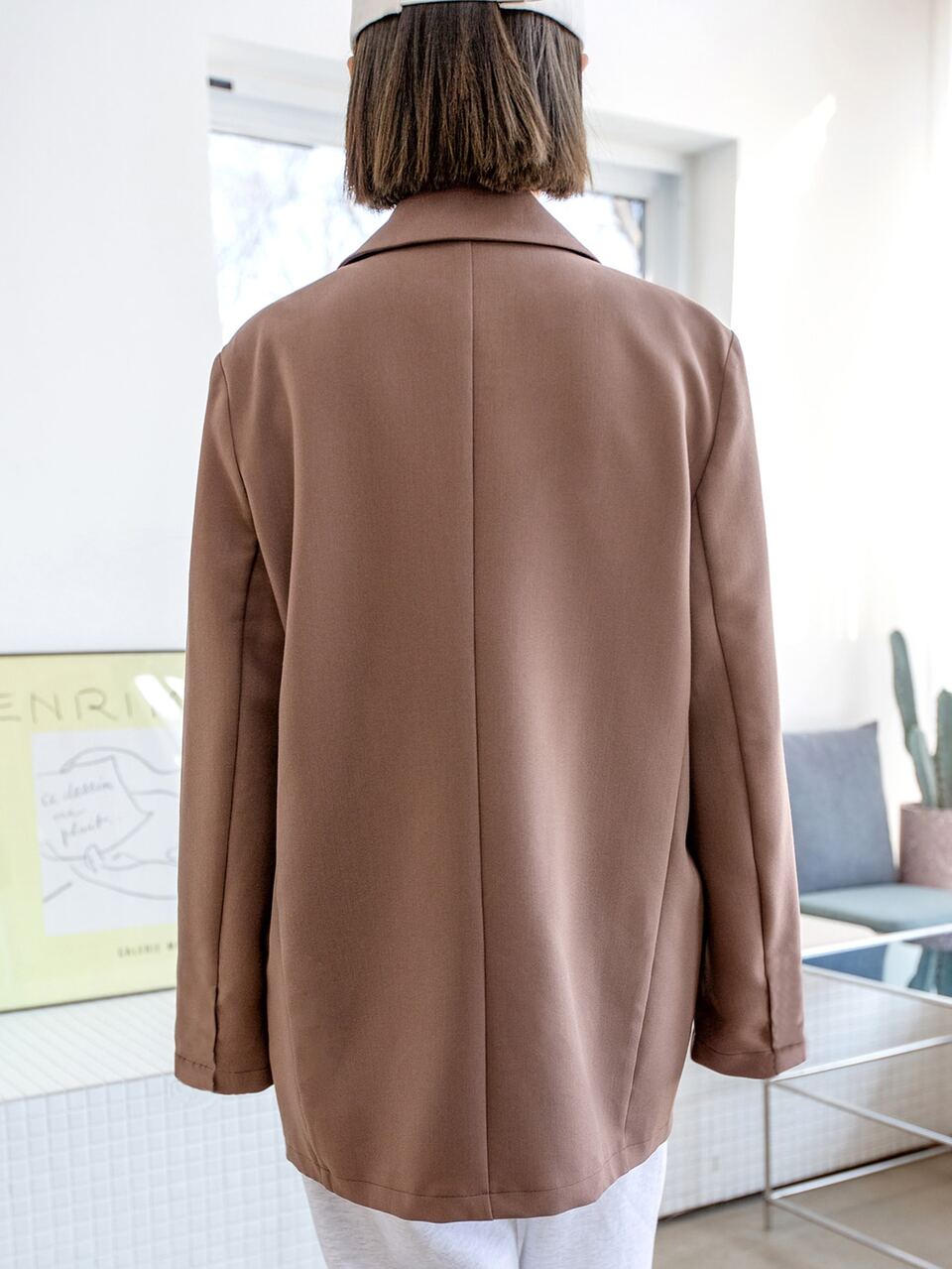 Letter Patched Lapel Collar Flap Detail Blazer