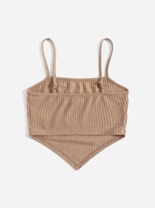 SHEIN Teen Girls Asymmetrical Hem Cami Top - Khaki - View 2