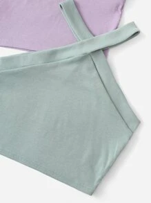 SHEIN Teen Girls Crisscross Halter Crop Top - Multicolor - View 4