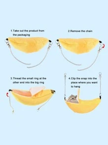1pc Banana Shaped Hamster Hammock - Yellow - View 3