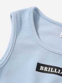 SHEIN Girls Letter Graphic Tank Top & Joggers - Baby Blue - View 3