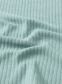 SHEIN Tween Girl Heart Cut Out Frill Trim Rib-Knit Dress - Mint Green - View 4