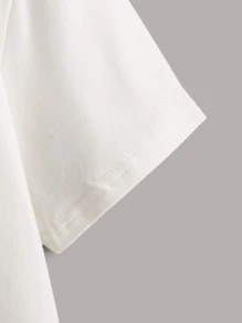 SHEIN 女孩蝴蝶和蘑菇圖案T恤 - 白色 - 查看 4