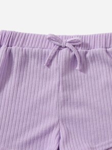 SHEIN 女孩缺口V領2背心上衣和2短褲套裝 - 彩色 - 查看 3