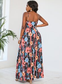 SHEIN SXY Geo & Floral Print Surplice Cami Dress - Multicolor - View 2