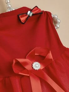 Váy ren tương phản cho thú cưng - Đỏ - Xem 3