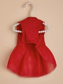 Váy ren tương phản cho thú cưng - Đỏ - Xem 4