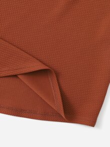 SHEIN Teen Girls Solid Round Neck Dress - Burnt Orange - View 4