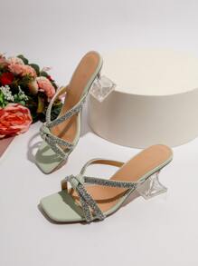 Xăng đan Cao gót Nữ Pha lê kim cương màu trơn Hấp dẫn - màu xanh lá - Xem 1