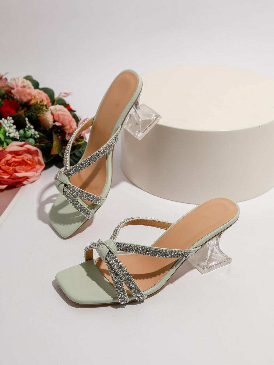 Xăng đan Cao gót Nữ Pha lê kim cương màu trơn Hấp dẫn - màu xanh lá - Xem 1