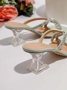 Xăng đan Cao gót Nữ Pha lê kim cương màu trơn Hấp dẫn - màu xanh lá - Xem 2