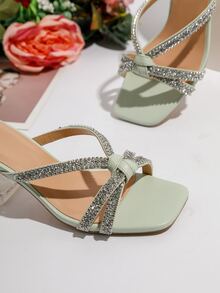 Xăng đan Cao gót Nữ Pha lê kim cương màu trơn Hấp dẫn - màu xanh lá - Xem 5