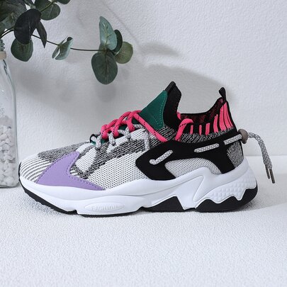 Color Block Lace-up Front Chunky Sneakers