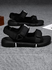 男士補丁細節魔術貼運動涼鞋 - 黑色 - 查看 2