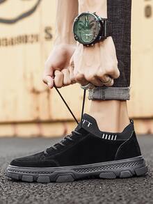 Men Letter Graphic Lace-Up Front Sneakers - Black - View 4