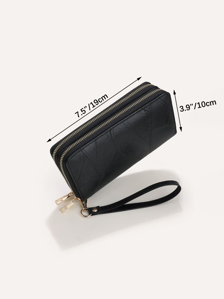 Stitch Detail Checkbook Cover Gift Bag Present For Women Wallet Purse Wallet Long Wallet Wristlet Wallet - Black - View 3