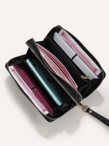 Stitch Detail Checkbook Cover Gift Bag Present For Women Wallet Purse Wallet Long Wallet Wristlet Wallet - Black - View 4