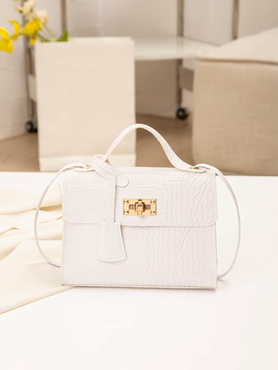 Túi đeo chéo Nữ Cá sấu Tay cầm Top Thanh lịch - trắng - Xem 1