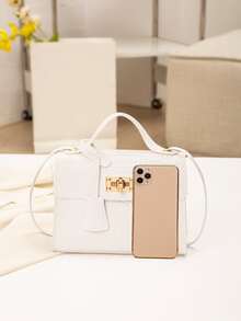 Túi đeo chéo Nữ Cá sấu Tay cầm Top Thanh lịch - trắng - Xem 2