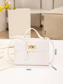 Túi đeo chéo Nữ Cá sấu Tay cầm Top Thanh lịch - trắng - Xem 5