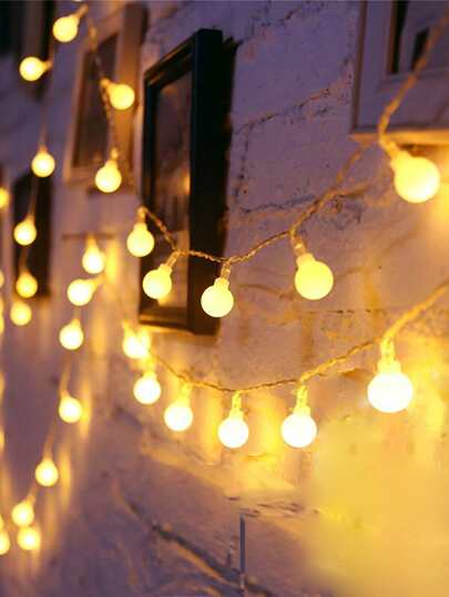 1pc 1.5m/3 Meters/5m/10m Battery Operated Round Ball String Lights, 10/20/50/100 LED Lights, Home Decor Fairy Lights, Room Decoration, Wedding Party Lighting, Battery Powered LED Starry Lights