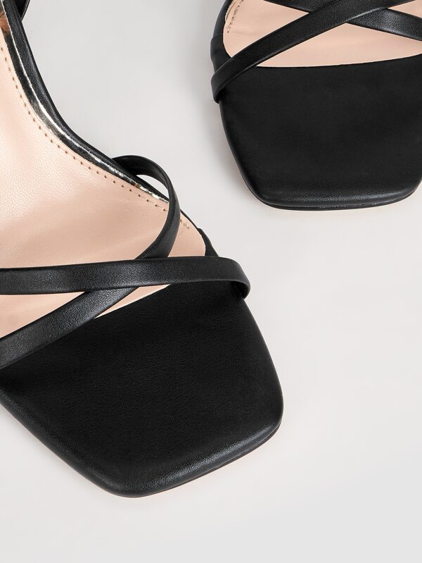 SHEIN BIZwear Cross Strap Chunky Heeled Ankle Strap Sandals | SHEIN USA