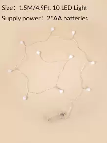 1 件 1.5 米/3 米/5 米/10 米电池供电圆球灯串，10/20/50/100 LED 灯，家居装饰仙女灯，房间装饰，婚礼派对照明，电池供电 LED 星光灯 - 黃色 - 查看 5