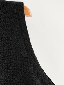 SHEIN Qutie áo đan kích thước lớn Sọc Giải trí - màu đen - Xem 3