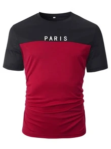 Manfinity Homme 男士雙色字母圖案T恤 - 彩色 - 查看 7