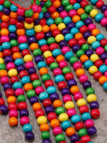 木頭串珠項鏈 - 彩色 - 查看 2