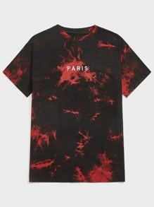 ROMWE MEN 男士紮染字母刺繡T恤 - 彩色 - 查看 1