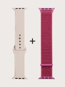 2pcs Simple Watchband Set Compatible With Apple Watch - Multicolor - View 3