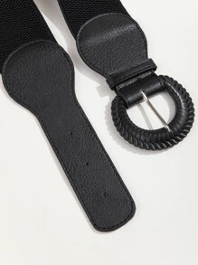 Round Buckle Corset Belt - Black - View 5