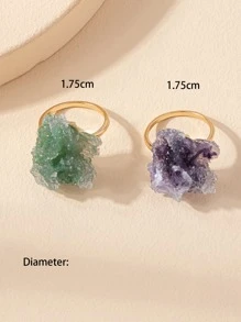 2pcs Asymmetric Resin Decor Ring - Multicolor - View 3